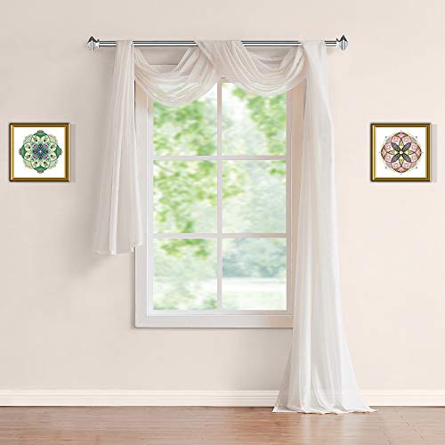Warm Home Designs 144 Inch Sheer Window Scarf. K Beige 144
