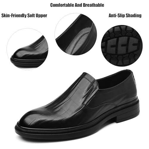 Business Formal Loafers for Men's Leather Printing Low Heel Slip On Dress Penny Loafers Classic Casual Pointed Toe Wedding Daily Tuxedo Shoes2