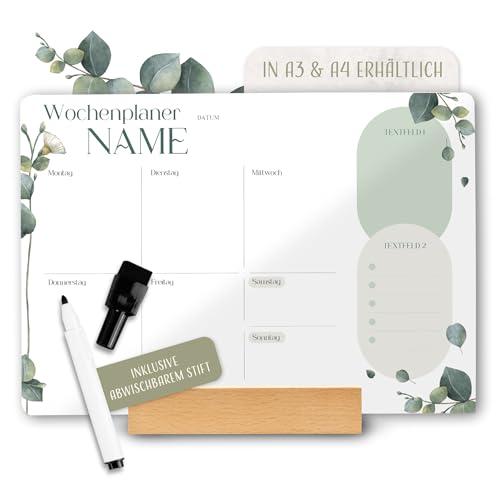 Amari ® Personalisierter Wochenplaner Acryl – abwischbar für Familien – Kühlschrank Kalender – Acryl Kalender, Wandkalender, Wunschkalender, Acrylglas