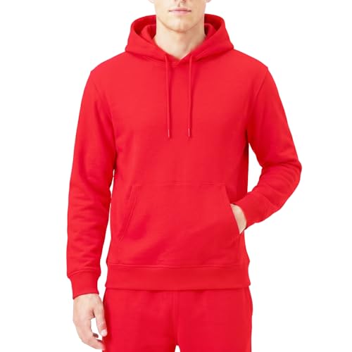 RIPT Sudadera Hombre con Capucha Fleece – Hoodie Pullover con Bolsillos y Cordón, Sudadera Manga Larga Suave para Gym Fitness y Loungewear (Rojo, M)