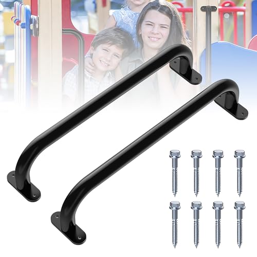 Monkey Bars for Kids Safety Indoor,Outdoor Playground Grab Handles for Backyard,Playset Handle Accessories for Playhouse,Swing set,Jungle Gym,Rock Climbing Wall Holds,Treehouse Slide,17 in-2 Pcs