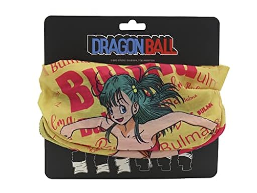 CYPBRANDS Dragon Ball - Bufanda Tubular, para Cuello, Diseño Bulma, Color Amarillo y Rojo, Producto Oficial | Ya disponible en tu tienda friki favorita! En mundofriki.es!