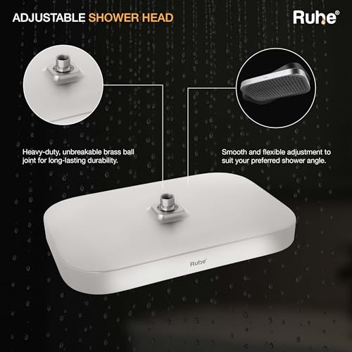 Image of Ruhe Acrylonitrile Butadiene Styrene Horizon Overhead Shower (15 x 10 Inches) | Rainfall Showerhead | Easy Install | Luxury Spa Experience, Chrome Finish