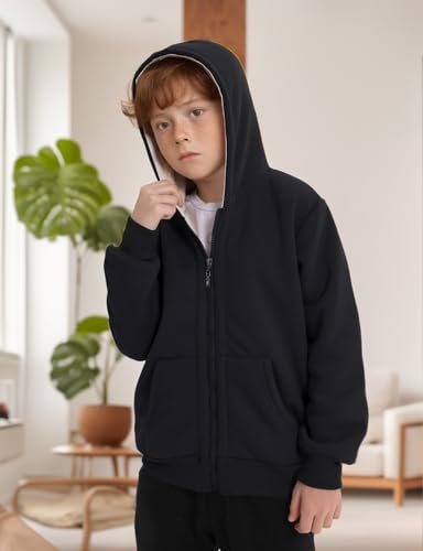 Gihuo Unisex Boy's Girls Winter Warm Sherpa Lined Zip Up Sweatshirt Fleece Jacket Kid's Hoodie Outerwear 5