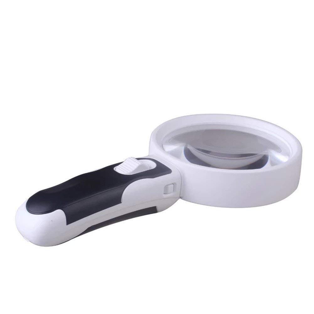 Lenti di ingrandimento, Lente di ingrandimento Portatile per Lettura da Uomo Anziano con 4 Lenti in Vetro Ottico HD 8X 10X 15X 20X Amplificatore di identificazione con Lampada a LED
