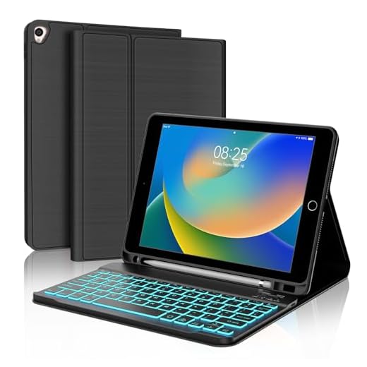New iPad 10.2 8th 7th Generation 2019 Keyboard Case, BORIYUAN 7 Colors Backlit Detachable Keyboard Slim Leather Folio Smart Cover for iPad 10.2 Inch/iPad Air 10.5"(3rd Gen)/iPad Pro 10.5 inch – Black