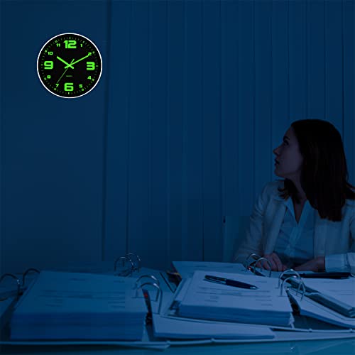 Diyzon Luminous Wall Clock, Silent Non-Ticking 12'' Night Light Wall Clocks Battery Operated, Modern Style Glass Illuminated Wall Clock Decorative For Kitchen, Home, Bedrooms, Office #TOP4