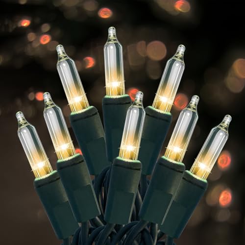 HISHINY Christmas Lights 100 Count Clear Christmas Tree String Lights with Green Wire for Outdoor Indoor Christmas Decorations Wedding Decorations Valentines Day DecorUL Certified 32feet