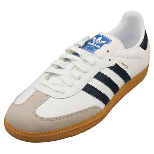 Image of adidas Samba Og Men's 3-Stripes Retro Contrast 70S Trainers (White Navy, US 5)