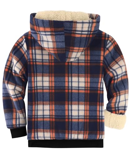 Image of GEEK LIGHTING Boys Flannel Jacket Sherpa Lined Hoodies Zip Up Fleece Plaid Shirt Jackets Winter Outdoor Coat Warm