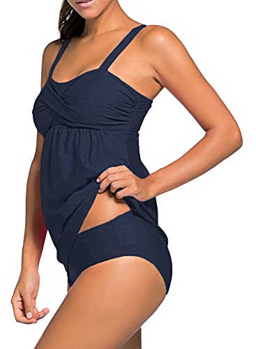 HOTAPEI-Damen-Tankini-Set-Zweiteiler-Badeanzug-Set-Bauchweg-Bademode-Push-up-Badeanzug-mit-Badeshorts
