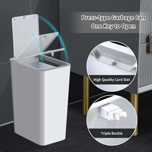 Caneca de basura con tapa 15 L pack x2 plástico blanco miniatura 3