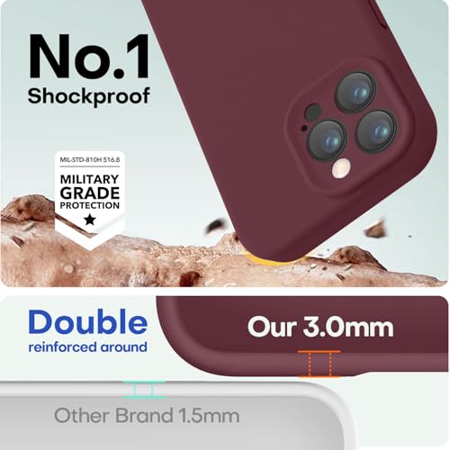 Image of LOVE 3000 Designed for iPhone 16 Pro Case, Premium Silicone with [Soft Anti-Scratch Microfiber Lining] Shockproof Protective Phone Case for Men Women Girls 6.3 inch, WineRed