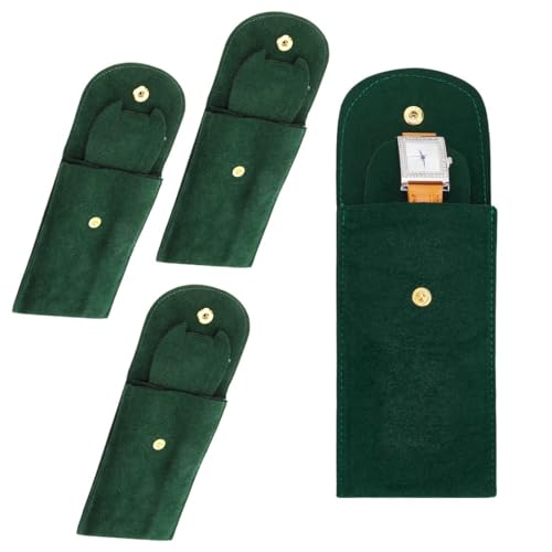 JYNXOR 3 Pcs Etui Montre Voyage, Pochette Montre, Boîte De Voyage Pour Montres, Sac De Rangement Portable Pour Montres, Pour Hommes Et Femmes - Vert Foncé