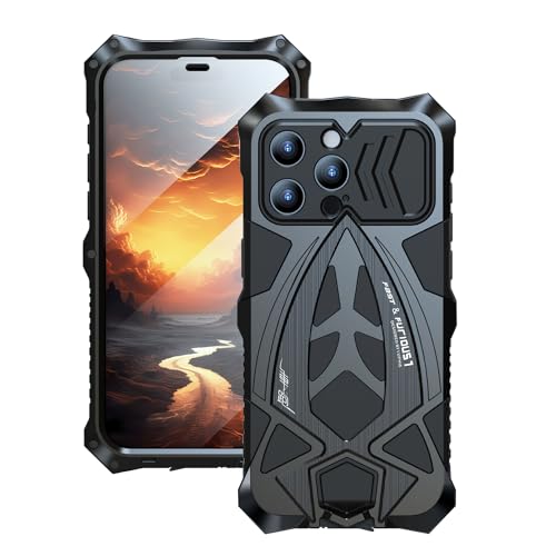 Étui iPhone 15 Pro militaire robuste en métal et silicone noir de qualité premium