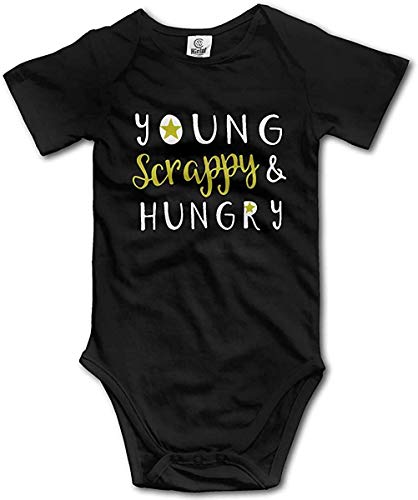 Image of Young Scrappy and Hungry Unisex Baby Short Sleeve Cotton Bodysuits Black