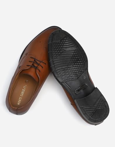 Image of Monte Carlo Mens Solid Lace Up Genuine Leather Formal Brogue Shoes (201809FW)