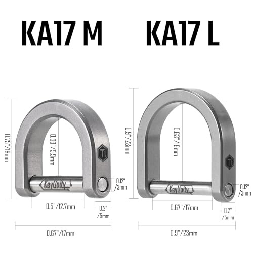 Image of KeyUnity KA17 Titanium D Ring Key Shackle, U Shape Key Ring Horseshoe Clasp for Car Fob, DIY Leather Key Organizer Keychain (Sandblasted, M)