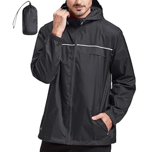 SWISSWELL Rain Jacket Men Waterproof Windbreaker, Lightweight Hooded Raincoat for Daily Casual