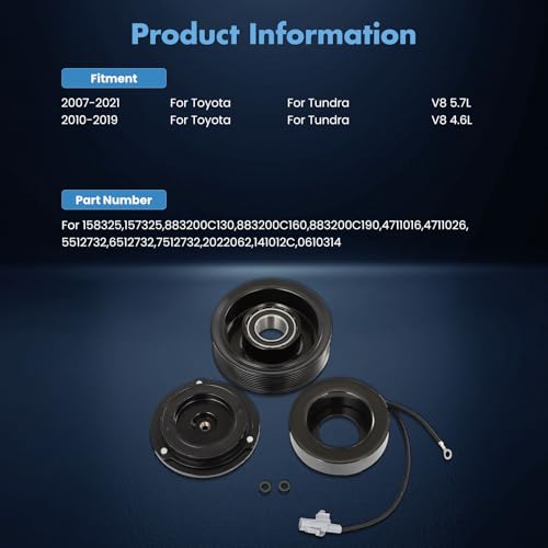Image of ECCPP A /C Compressor Clutch 2010-2019 Fit for Toyota Tundra 4.6L AC Clutch