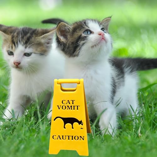 Katzen Kotzschild, 13cm Lustige Gag Katzen Hunde Kotz Warnschilder, Cat Dog Vomit Sign, Funny Cat Sign Decor, Warnschild für Erbrochenes Haustieren, Funny Gag Gift Für Katzen Hundeliebhaber