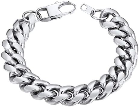 ChainsHouse Mens Chain Bracelet 6/10/14mm Stainless Steel Cuban Curb Bracelets 19cm/21cm
