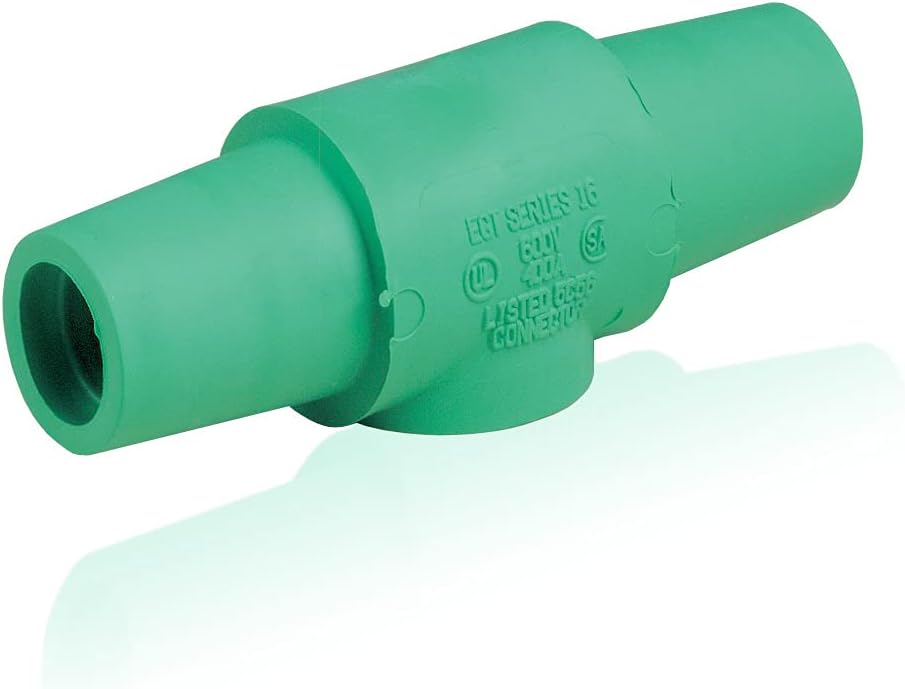 Leviton 16A24-UG 16 Series Taper Nose Cam-Type Adapter, Multi-Way Connector, Double Female, 400 Amp Max, Green
