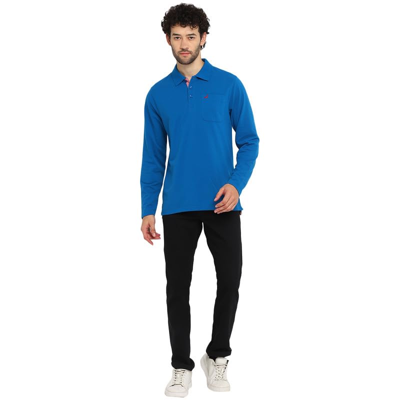 Image of AMERICAN CREW Full Sleeves Polo Collar T-Shirt with Pocket for Men