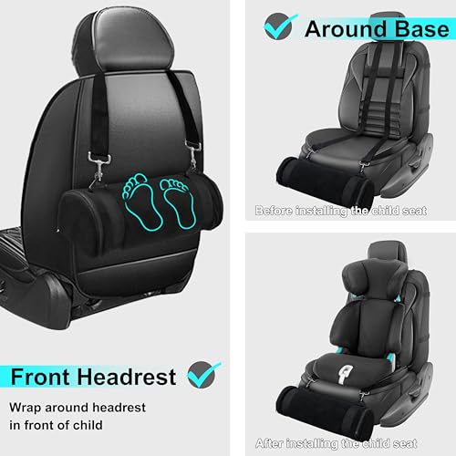 Image of Car Seat Foot Rest,Car Seat Foot Rest for Kids-Booster Seat Foot Rest-Convenient Car Accessories for Kids - Supportive Car Seat Leg Rest Pillow for Toddlers - Long Adjustable Strap (Black)