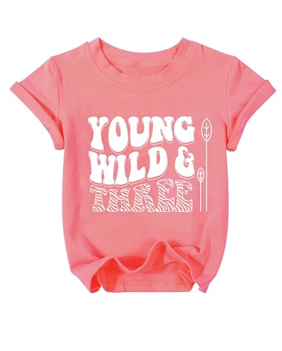 Young Wild and Three Shirt 3 Year Old Girl Birthday Gift Little Girls 3t Birthday Tie Dye Tshirt