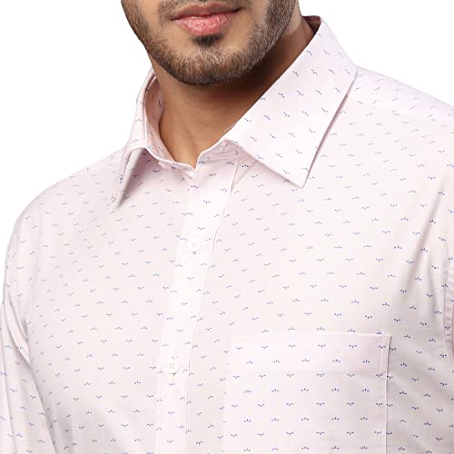 Image of Raymond Men's Pure Cotton Print Pattern Slim Fit Semi Cutaway Collar Full Sleeve Formal Shirt