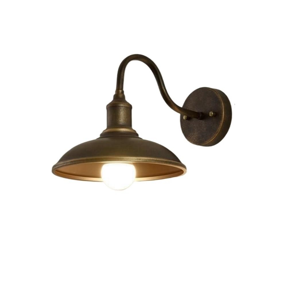 LYOUAE Rubbed Bronze/Silver Finish Wall Lamp Outside Industrial Swan Neck Wall Light Farmhouse Barn Waterproof Wall Sconce(Bronze,D29CM)