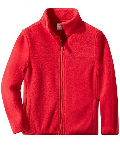 Spring&Gege Fleece Jacket Classics Full Zip Blouson de Sport Garçon Veste en Polaire pour Enfant Rouge 9-10 Ans Cover