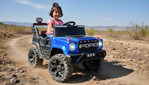 Image of Toyify Battery Operated Jeep for Kids 1 to 6 Years | Ride on Electric Car to Drive| Electric Jeep with Lights, Bluetooth, Music Player | Battery Car | Baby Big Car for Boys Girls (Royal Blue)