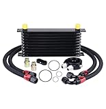EVIL ENERGY 10 Row Oil Cooler Kit, 10AN Transmission Engine Cooler Japanese Radiator Universal Aluminium Black
