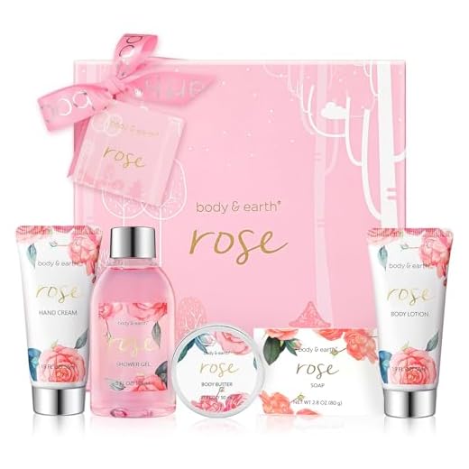 BODY & EARTH Bad Spa Vrouwen Geschenkset, 5 Stuks Rose Gift Sets Doos voor Vrouwen Verwen Geschenken voor Vrouwen met Zeep, Douchegel, Body Butter, Body Lotion, Geschenken voor Vrouwen,