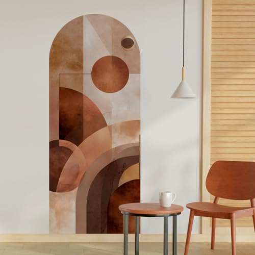 Image of PAPER PLANE DESIGN Boho Arch Wall Mural - Peel & Stick Botanical Wallpaper with Earthty Tone Plant - Waterproof Self Adhesive Canvas Texture for Living Room, Entryway - Size: 6ft x 2.5ft (C)
