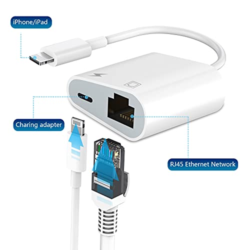 DESOFICON Lightning~イーサネット接続アダプター MFi認証 2イン1 RJ45 イーサネット LANネットワーク アダプター 充電ポート付き iPhone/iPad/iPod対応 の商品画像 2