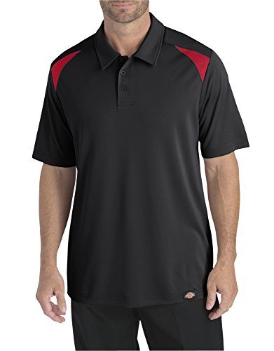 Dickies Occupational Workwear LS606BKERL LS606 Industrial Performance Polo, Fabric, Large, Black