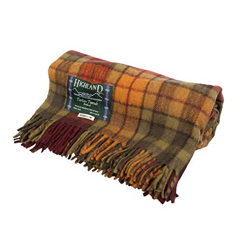Highland scottish wool blend tartan tweed extra warm rug / blanke…