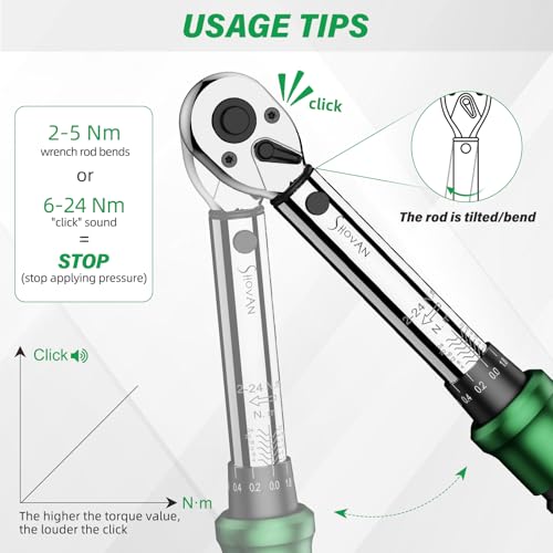 Image of ss shovan 1 /4 Torque Wrench with 72-Tooth Click Type, Torque Wrench with Dual Scale 2-24 Nm, Bike Torque Wrench Set for MTB, Bicycle Maintenance (21 Pcs)