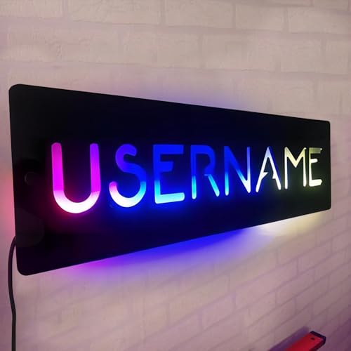 Ozinna Personalised Led Gamer Name Tag Wall Light Sign, Neon Sign Customizable Wall Decor 7 Color Changing Light Gaming Room Decor Christmas Night Light for Teen Boys Living Room Bedroom