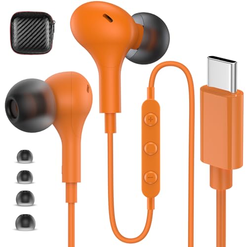 AIAUXAI USB C Earbuds Orange