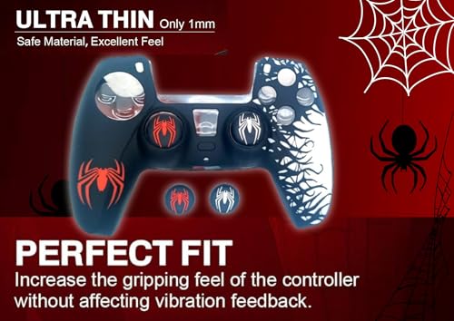 Image of TMG PS5 Controller Skin Spider-Man Theme Silicone Pecial Edition Protective Skin Case Cover for PS5 Controller with 2 Thumb Grip Caps (Red-White)