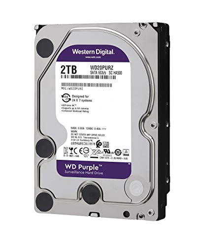 Image of Western Digital 2TB WD Purple Surveillance Internal Hard Drive HDD - SATA 6 Gb /s, 64 MB Cache, 3.5 inch - WD20PURZ