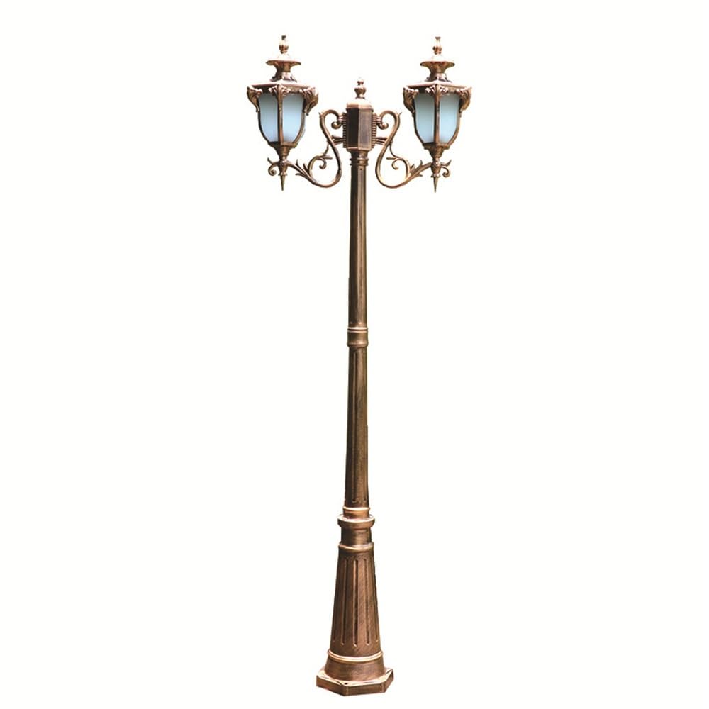 GTHTUHFD 2-Lights High Street Lighting, Brass Post Light, Rainproof Glass Shade Pole Lamp For Yard, Driveway,H:116.1inch/295cm