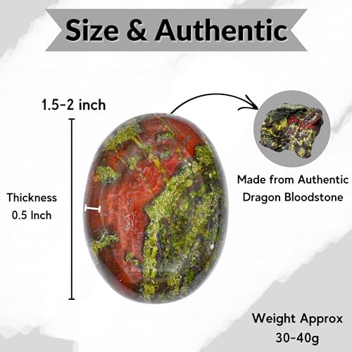 Image of Amazing Gemstone Dragon Bloodstone Crystals and Healing Stones - Large Palm Stone Crystals Piedra - Crystal for Good Luck, Positive Energy, Meditation - Unique Stocking Stuffers and Birthday Gifts