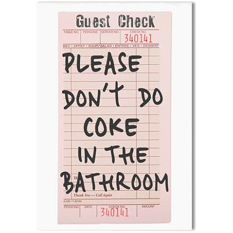 ReyRob Don't drink coke in the bathroom. Guest check poster. Stylish vintage wall art. Bathroom wall decor. College retro poster. Antique style. Funny wall sign Cover