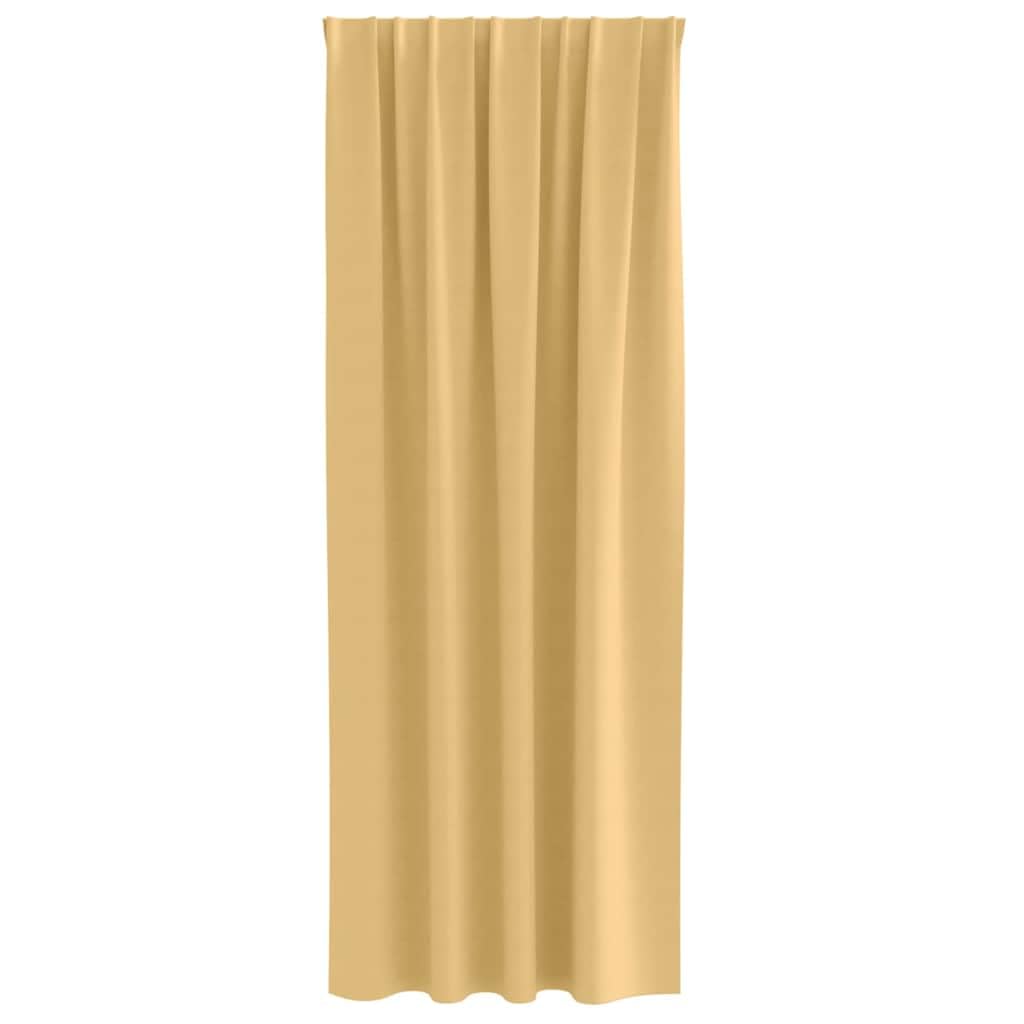 Verdunkelungs Vorhänge mit Ringen, 2er Set Beige aus Polyester, 245 x 140 cm, Blickschutz, Sonnenschutz, Wärmeschutz, Sichtschutz für Wohnzimmer Schlafzimmer Büro
