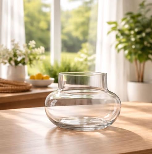 Image of Glass pots for Two Layer Lucky Bamboo or Money Plant - Transperant Clear Glass Bowl Round Shape Pot Planter (Bamboo Pot, 1)